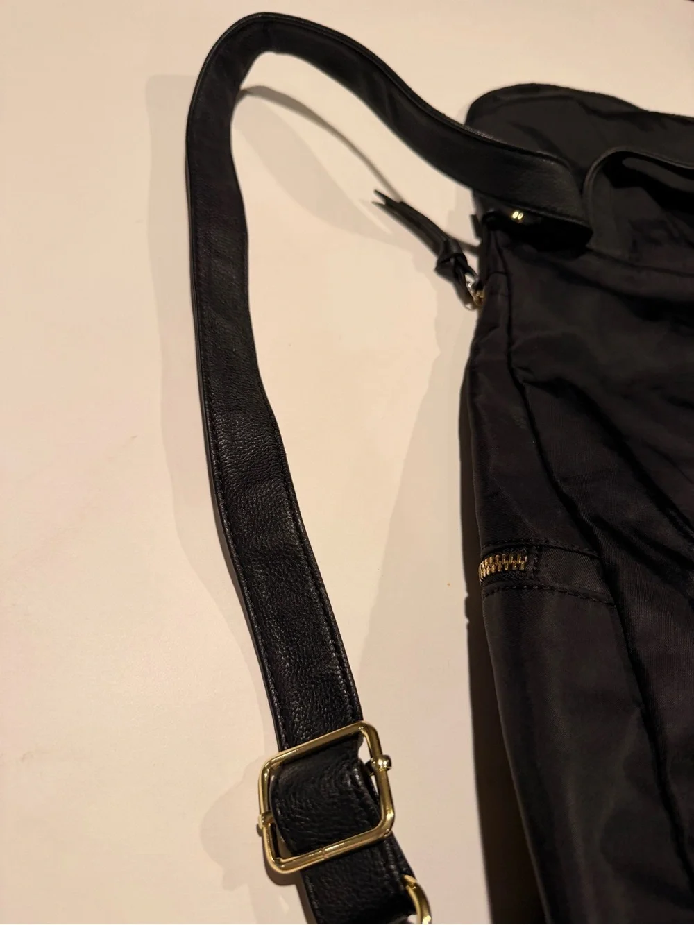 Steve Madden Bspencer Black Nylon Flap Backpack - Gold Hardware